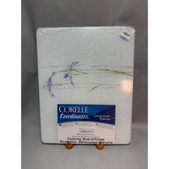 Corelle Other - Corelle Coordinates Shadow Iris Tempered Glass Cutting Board Trivet 15x12 NIP
